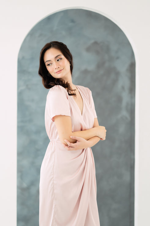GS Party: Johanna Silk Dress with Sleeves